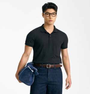 Áo Polo Dệt Kim Tay Ngắn Kẻ Sọc Ngang Form Loose